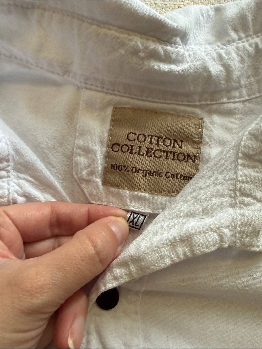 Cotton Collection White Button-Up T-Shirt - Picture 5 of 5